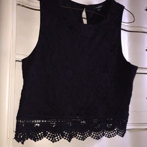 Black lace cropped shirt